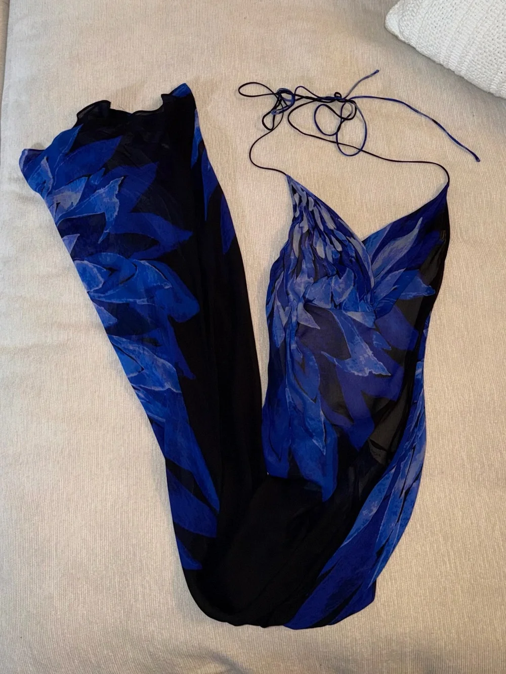 Rat & Boa Black Maxi Dress with Blue Floral Print